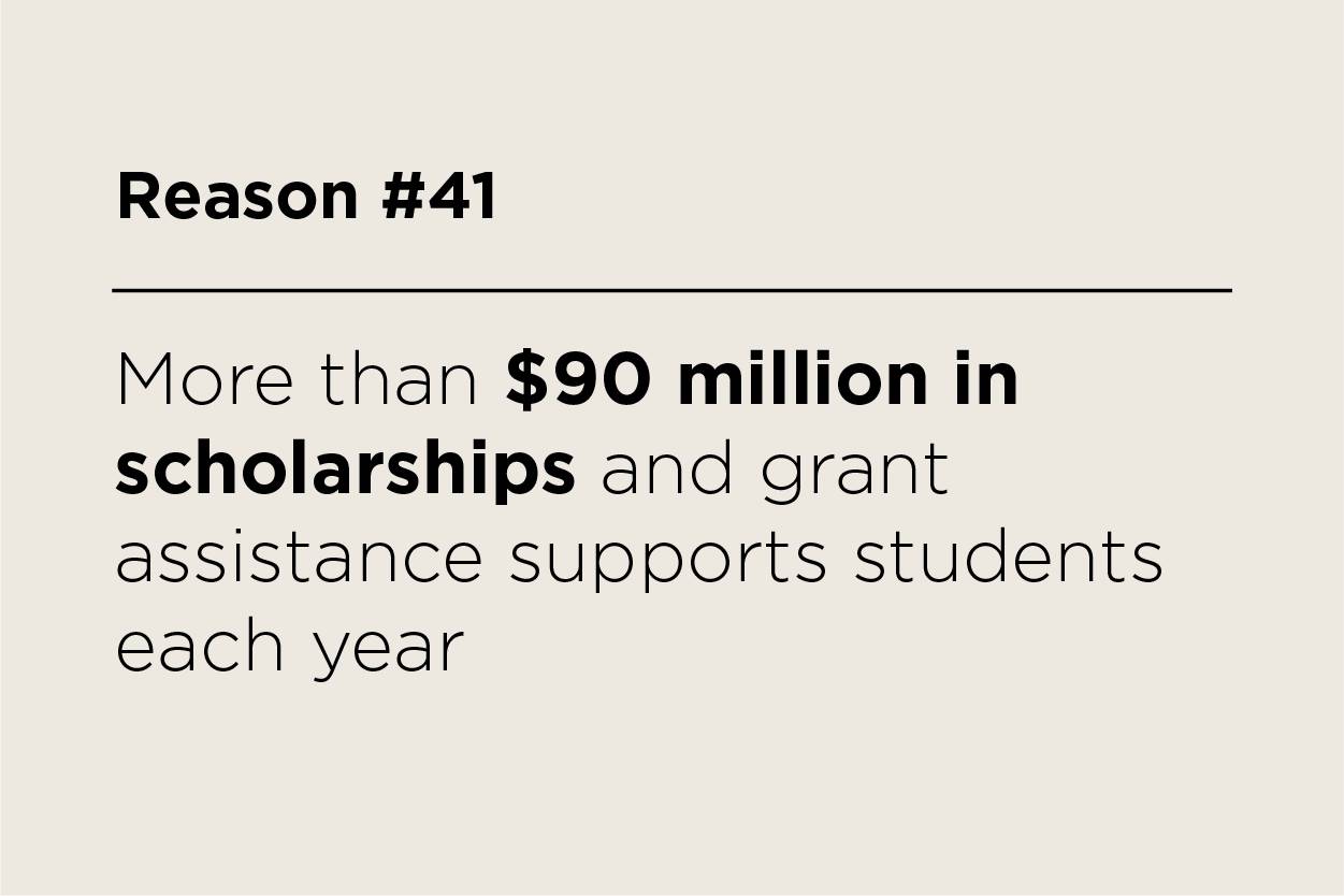 More than $90 million in scholarships and grant assistance supports students each year